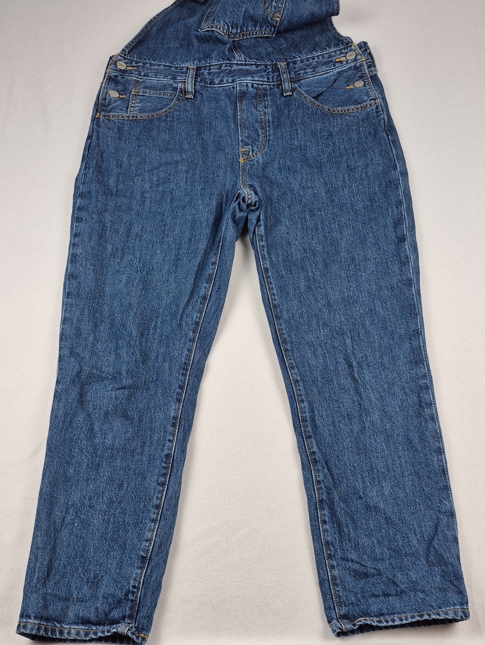 Levis Denim Overalls Women Large Blue Medium Wash Straight Leg Jean 38135-0000